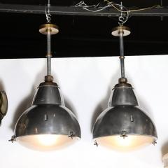 Art Deco Machine Age Industrial Pendants in Polished Aluminum Bronze Brass - 4142078