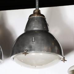 Art Deco Machine Age Industrial Pendants in Polished Aluminum Bronze Brass - 4142079