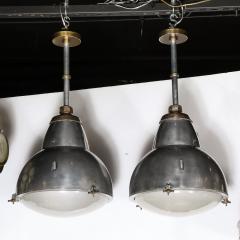 Art Deco Machine Age Industrial Pendants in Polished Aluminum Bronze Brass - 4142164