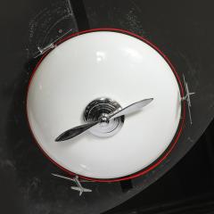 Art Deco Machine Age Milk Glass Chrome Airplane Flush Mount - 4745508