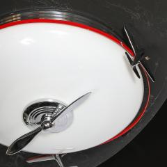 Art Deco Machine Age Milk Glass Chrome Airplane Flush Mount - 4745515