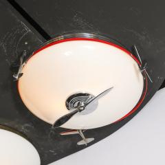 Art Deco Machine Age Milk Glass Chrome Airplane Flush Mount - 4745554