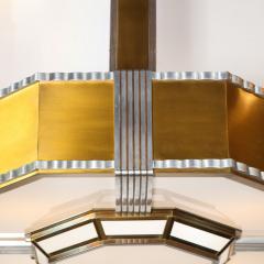 Art Deco Machine Age Monumental Skyscraper Style Aluminum and Brass Chandelier - 1802163