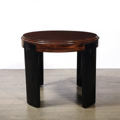 Art Deco Machine Age Occasional Table in Walnut Black Lacquer Supports - 4438847