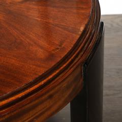 Art Deco Machine Age Occasional Table in Walnut Black Lacquer Supports - 4438856