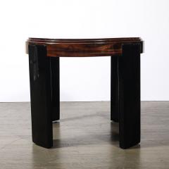 Art Deco Machine Age Occasional Table in Walnut Black Lacquer Supports - 4438857