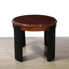 Art Deco Machine Age Occasional Table in Walnut Black Lacquer Supports - 4438863