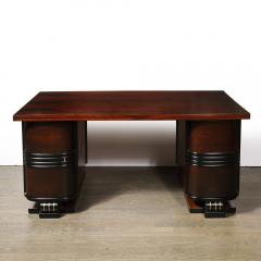 Art Deco Machine Age Partner Desk in Rosewood with Ebonized Fluted Detailing - 4514363
