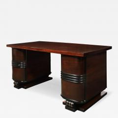 Art Deco Machine Age Partner Desk in Rosewood with Ebonized Fluted Detailing - 4515375