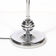 Art Deco Machine Age Polished Chrome Floor Lamp w Scalloped Metal Mesh Shade - 4403555