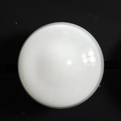 Art Deco Machine Age Rounded Cylindrical Milk Glass Flush Mount Chandelier - 4347600