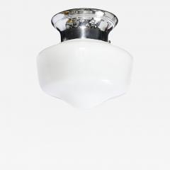 Art Deco Machine Age Rounded Cylindrical Milk Glass Flush Mount Chandelier - 4351393