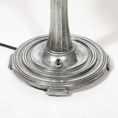 Art Deco Machine Age Saucer Form Polished Aluminum Table Lamp w Sculptural Base - 4622712