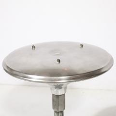 Art Deco Machine Age Saucer Form Polished Aluminum Table Lamp w Sculptural Base - 4622723