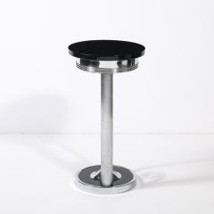Art Deco Machine Age Scroll Form Drinks Table in Chrome and Black Lacquer - 4347430