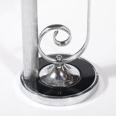 Art Deco Machine Age Scroll Form Drinks Table in Chrome and Black Lacquer - 4347431
