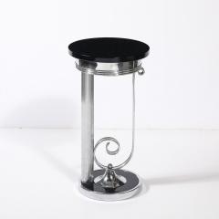 Art Deco Machine Age Scroll Form Drinks Table in Chrome and Black Lacquer - 4347433