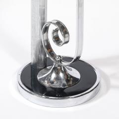 Art Deco Machine Age Scroll Form Drinks Table in Chrome and Black Lacquer - 4347435