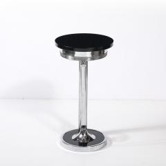 Art Deco Machine Age Scroll Form Drinks Table in Chrome and Black Lacquer - 4347436
