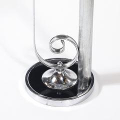 Art Deco Machine Age Scroll Form Drinks Table in Chrome and Black Lacquer - 4347439