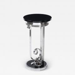 Art Deco Machine Age Scroll Form Drinks Table in Chrome and Black Lacquer - 4351381