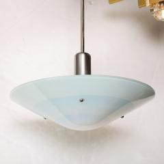 Art Deco Machine Age Sky Blue Glass Pendant Chandelier - 3899012