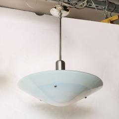 Art Deco Machine Age Sky Blue Glass Pendant Chandelier - 3899018