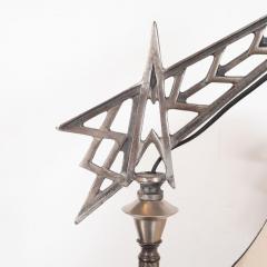 Art Deco Machine Age Skyscraper Style Aluminum Cubist Floor Lamp with Silk Shade - 1700654