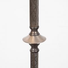 Art Deco Machine Age Skyscraper Style Aluminum Cubist Floor Lamp with Silk Shade - 1700659