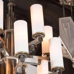 Art Deco Machine Age Skyscraper Style Chandelier in Antiqued Nickel - 1461685