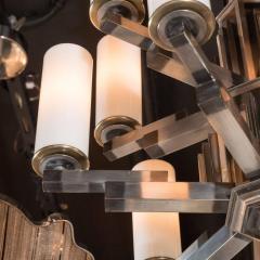 Art Deco Machine Age Skyscraper Style Chandelier in Antiqued Nickel - 1461695