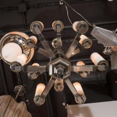 Art Deco Machine Age Skyscraper Style Chandelier in Antiqued Nickel - 1461697