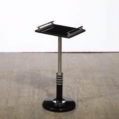 Art Deco Machine Age Skyscraper Style Drinks Table in Black Lacquer and Chrome - 2909455