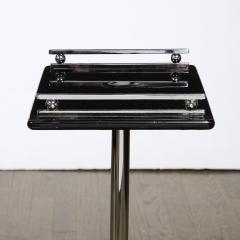 Art Deco Machine Age Skyscraper Style Drinks Table in Black Lacquer and Chrome - 2909469