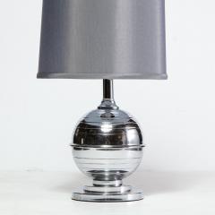 Art Deco Machine Age Skyscraper Style Striated Spherical Chrome Table Lamp - 1950111