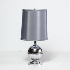 Art Deco Machine Age Skyscraper Style Striated Spherical Chrome Table Lamp - 1950112