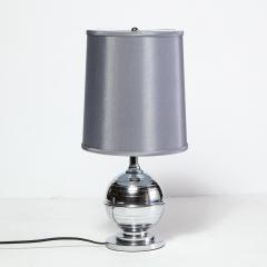 Art Deco Machine Age Skyscraper Style Striated Spherical Chrome Table Lamp - 1950117