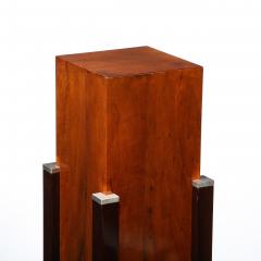 Art Deco Machine Age Skyscraper Style Walnut Black Lacquer Chrome Pedestal - 2431390