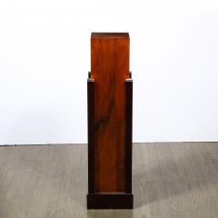 Art Deco Machine Age Skyscraper Style Walnut Black Lacquer Chrome Pedestal - 2431435