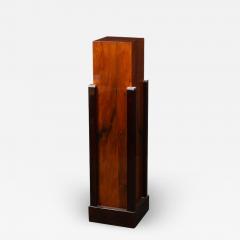 Art Deco Machine Age Skyscraper Style Walnut Black Lacquer Chrome Pedestal - 2436079