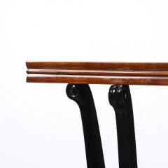 Art Deco Machine Age Square Walnut Occasional Table w Black Mirror Glass Top - 4550564