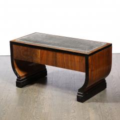 Art Deco Machine Age Streamline Lacquer Bookmatched Walnut Slate Mohair Bench - 2143485