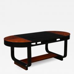 Art Deco Machine Age Streamlined Lacquer Walnut Vitrolite Cocktail Table - 2552556