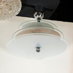 Art Deco Machine Age Three Tier Chandelier in Frosted Copper and Glass - 2908818