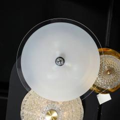 Art Deco Machine Age Three Tier Chandelier in Frosted Copper and Glass - 2908928