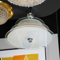 Art Deco Machine Age Three Tier Chandelier in Frosted Copper and Glass - 2908936