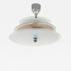 Art Deco Machine Age Three Tier Chandelier in Frosted Copper and Glass - 2910643