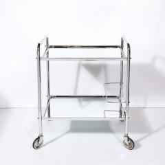 Art Deco Machine Age Two Tier Tubular Bar Cart in Chrome Mirror - 4550603