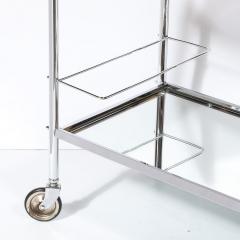 Art Deco Machine Age Two Tier Tubular Bar Cart in Chrome Mirror - 4550604