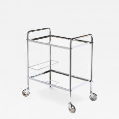 Art Deco Machine Age Two Tier Tubular Bar Cart in Chrome Mirror - 4556958